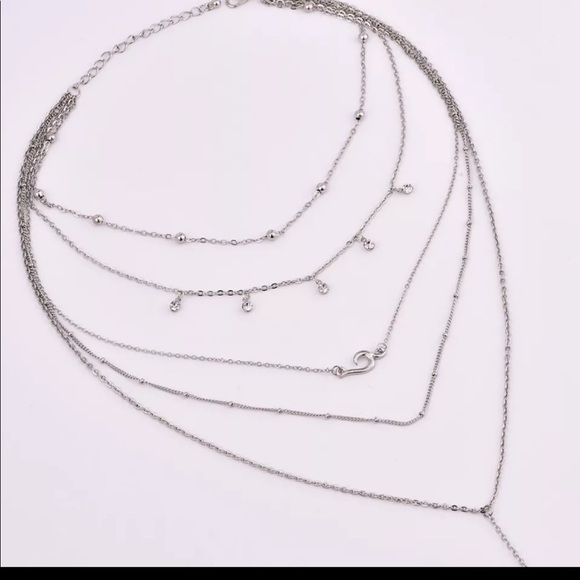 Silver Boho Sun Chain Necklace Layered Jewelry - Picture 3 of 6